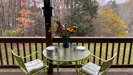 Private deck off living room. Private deck off living room.